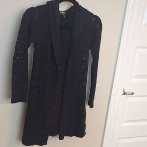 Eddie Bauer Hooded Open Knit Cardigan